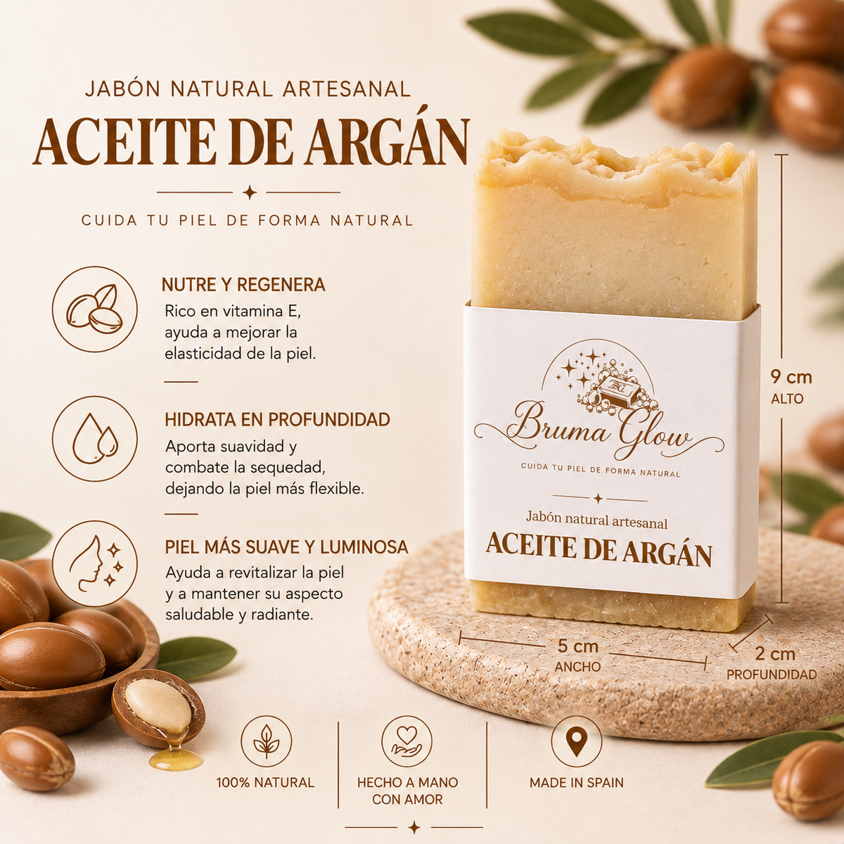Jabón artesanal de Aceite de Argán