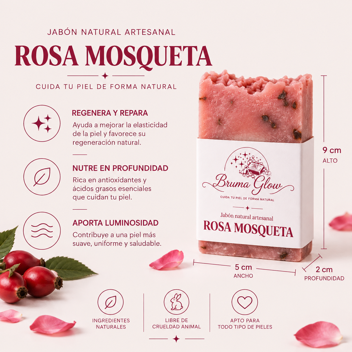 Jabón artesanal de Rosa Mosqueta