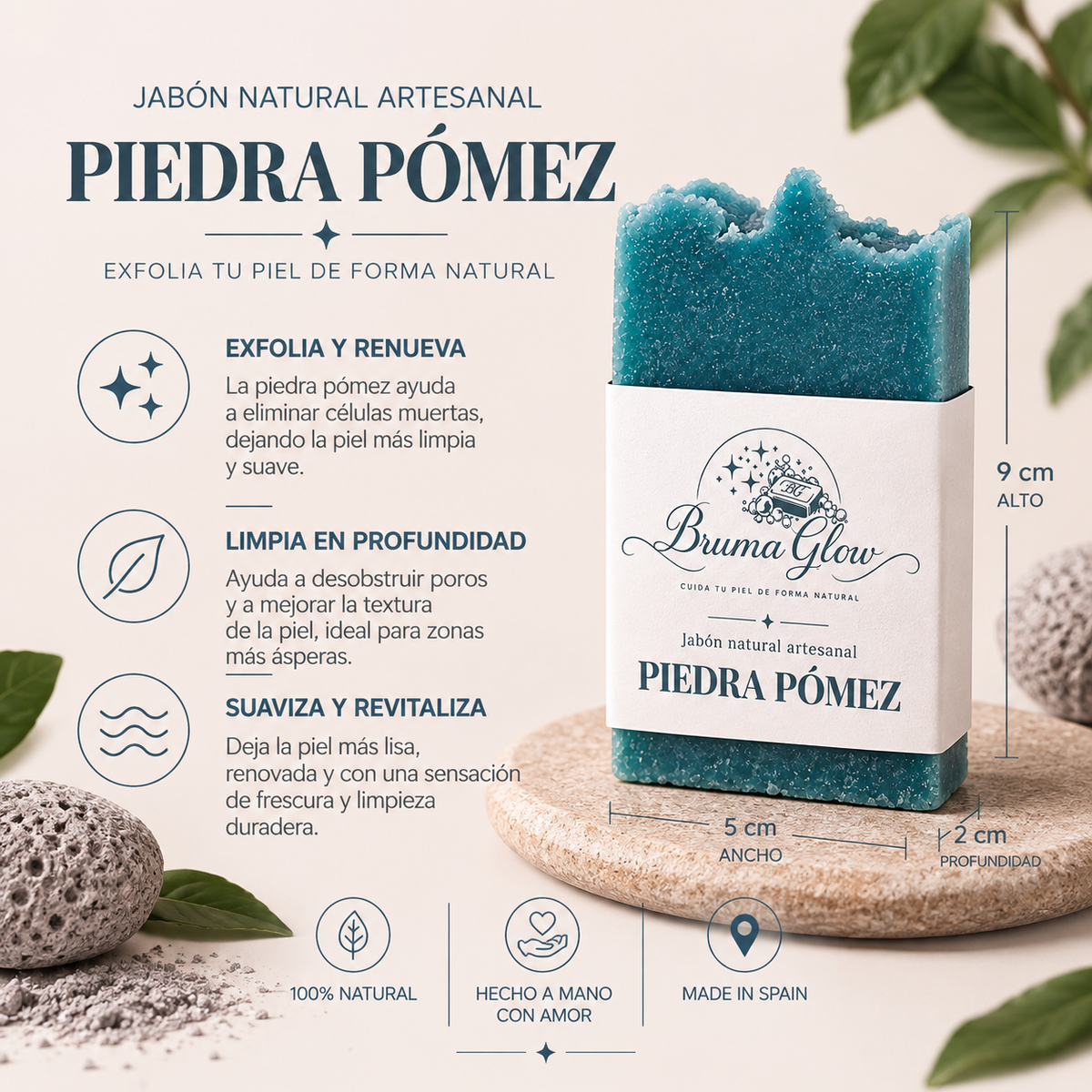 Jabón Artesanal de Piedra Pómez